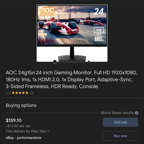 AOC GAMING MONITOR 180HZ  24G15N - Picture 6 of 9